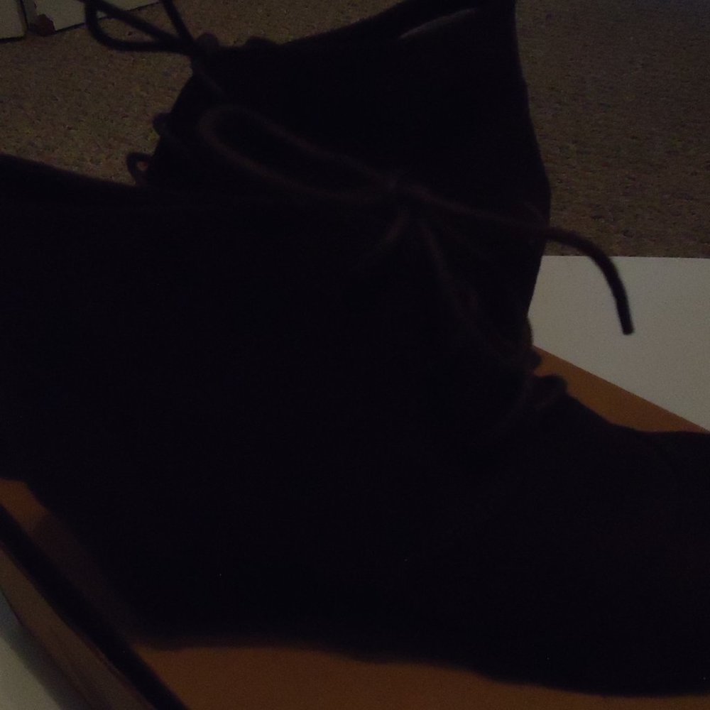 Dark Brown Vegan  Suede Lace Up Botties NEW - Picture 10 of 12